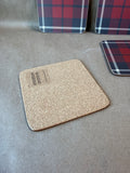 Red Holiday Plaid Cork Back Coasters - Set Of 4 (H)