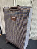 (D) London Fog Kensington Plaid Collection Large Expandable Soft Spinner Luggage