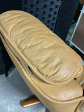 Hjellegjerde Mobler Leather Chair on Casters with Ottoman