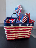Americana Woven Basket Filled with Patriotic Decor