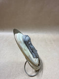 Mid-Century Pewter Praying Madonna On Metal and Onyx Sculpture