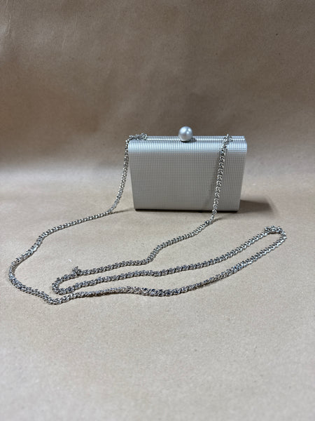 Small Silver Metal Formal Clutch