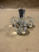 Pair Of Silver Plate And Gold Plate Candle Holders With Footed Crystals Balls