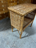 Lightweight Wicker Side Table with Shelf