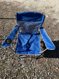 Blue Mesh Folding Camping Chair with Cup Holder