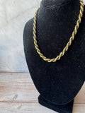 Black Cord & Gold Tone Twist Rope Necklace