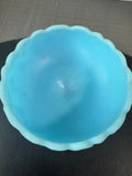 Fenton Blue Satin Water Lily Pedestal Covered Candy Dish