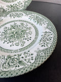 (B) 2-Piece Wood & Sons England Kew Green Floral China Salad Plates
