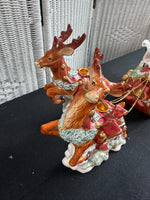 3-Piece San Francisco Music Box Company Musical Santa’s Sleigh with Reindeer (WORKS)