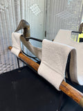 Cast Iron & Brass Duck Head Vintage Fireplace Log Holder with White Sling