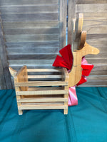 A-Vintage Wood Reindeer Box Basket Planter