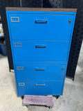 Blue Metal File Cabinet, 4 Drawers, with Key***HEAVY ITEM***READ DETAILS ON PICK UP POLICY***