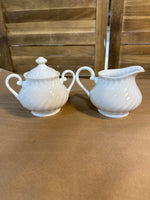 Vista Alegre White Swirl Sugar And Creamer