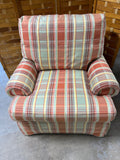 Michael Thomas Furniture Inc. Orange One Plaid Chair with (2) Throw Pillows