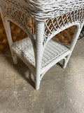 Petite Wicker Side Table/Plant Stand with Glass
