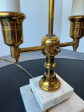 Brass & Marble French Country Style 3-Way Bouillotte Lamp (WORKS)