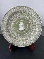 Tri-Colour Green Jasperware Josiah Wedgwood 250th Anniversary Plate with Easel