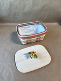 Floral Longaberger Basket With Bouquet Of Flowers On Lid