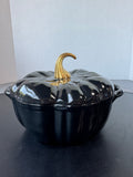 Black Smith & Clark Ironworks 2 Qt Enameled Cast Iron Pumpkin Dutch Oven