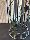 Green Vintage Metal Scroll Grapevine Column Plant Stand