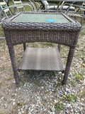 All Weather Wicker End Table w/Glass Top, Martha Stewart