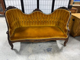 Antique Sofa, Gold Fabric***HEAVY ITEM***READ DETAILS ON PICK UP POLICY***
