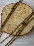 Goldette Vintage Layered Gold Tone Necklace with Purple Intaglio Glass Cameo Pendant