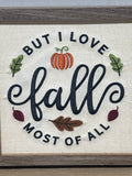 Framed Embroidered Fall Sign