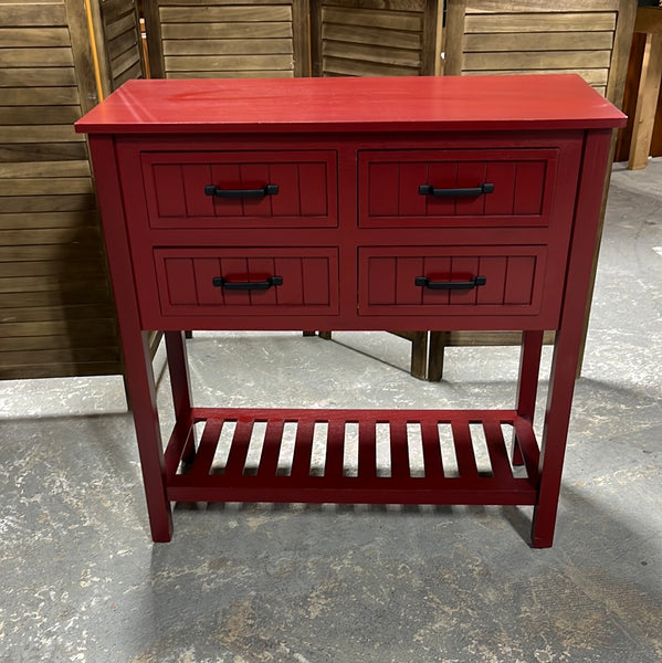 Red Console Table with Four Drawers