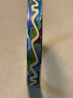 Silver Tone Bracelet with Blue, Yellow, Green & Purple Design