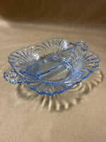 Cambridge Caprice Blue Glass Moonlight Divided Bowl