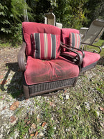 Pair of Patio Swivel Chairs with Cushions ***READ DESCRIPTION/SEE PHOTOS***AS IS