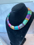 Jewel Tone Celluloid Panel Vintage Collar Necklace