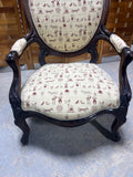 Antique Chair with Oval Back and Carved Arms **Sits Low**