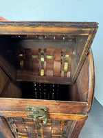 Woven Wine Box Look Flip-Top Waste Basket
