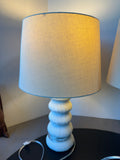 Pair of White Stacked Sea Urchin Table Lamps (WORKS)