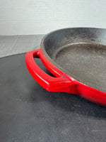 (A) Unbranded Red Enamel Cast Iron 12” Skillet