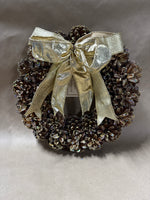 Small Pinecone Wreath With Gold Ribbon