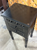 Black End Table with Glass, and Storage