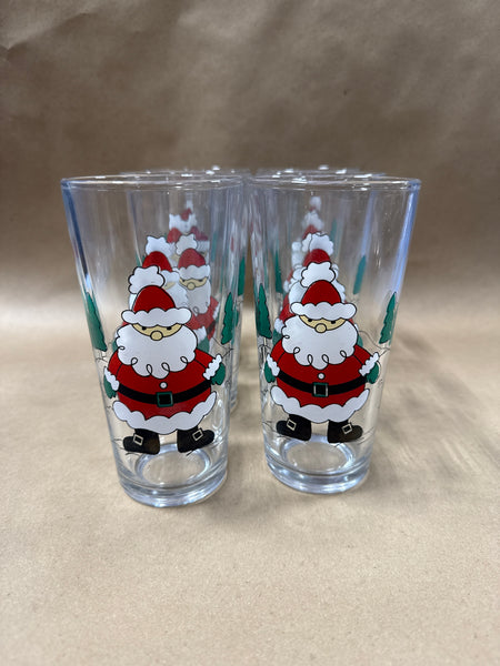 Set Of 6 Santa Clause Drinking Glasses