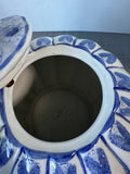 Asian Inspired Porcelain Blue & White Chinoiserie Pumpkin Ginger Jar