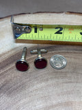 Gold Tone Cuff Links with Red Accent