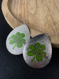 Happy St. Patrick’s Day Silver Tone Teardrop Earrings