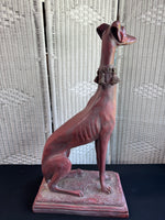 Red Cast Resin Vintage Heavyweight Whippet Dog Statue