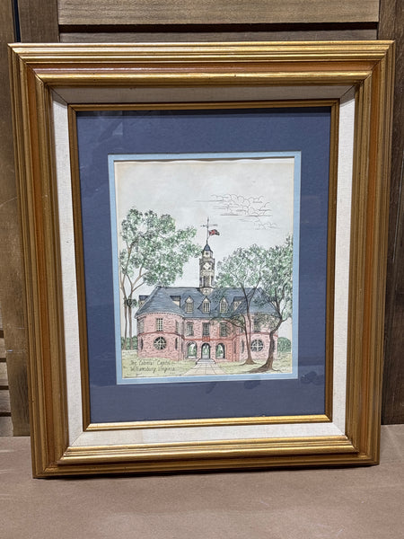 Williamsburg Capitol Watercolor by M. Weiss; Signed - AS IS