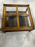 Square Coffee Table with Glass and Cane