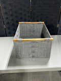 Gray Woven Rope/String Style Basket with Wooden Handles