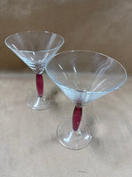 Pair Of Amethyst Stemmed Glass Martini Glasses