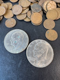 Large Lot of Assorted Pennies (Some Wheat) with 2 Eisenhower Dollar Coins