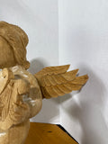 Hand Carved Cherub Playing Harp READ DESCRIPTION